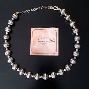 American West Sterling Oxidized Stamped Bead 17" Necklace